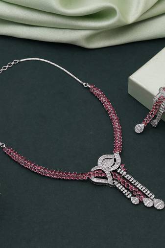 Rani color american diamond necklace set
