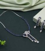 Blue color american diamond necklace set