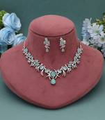 Pista green color american diamond necklace set