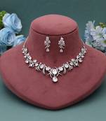Silver color american diamond necklace set