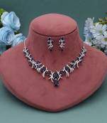 Blue color american diamond necklace set