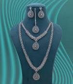 Pink color american diamond necklace set