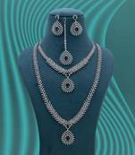 Green color american diamond necklace set