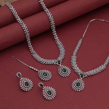 Green color american diamond necklace set 2