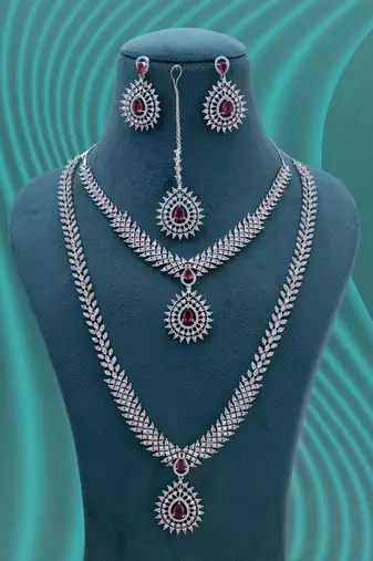 Rani color american diamond necklace set