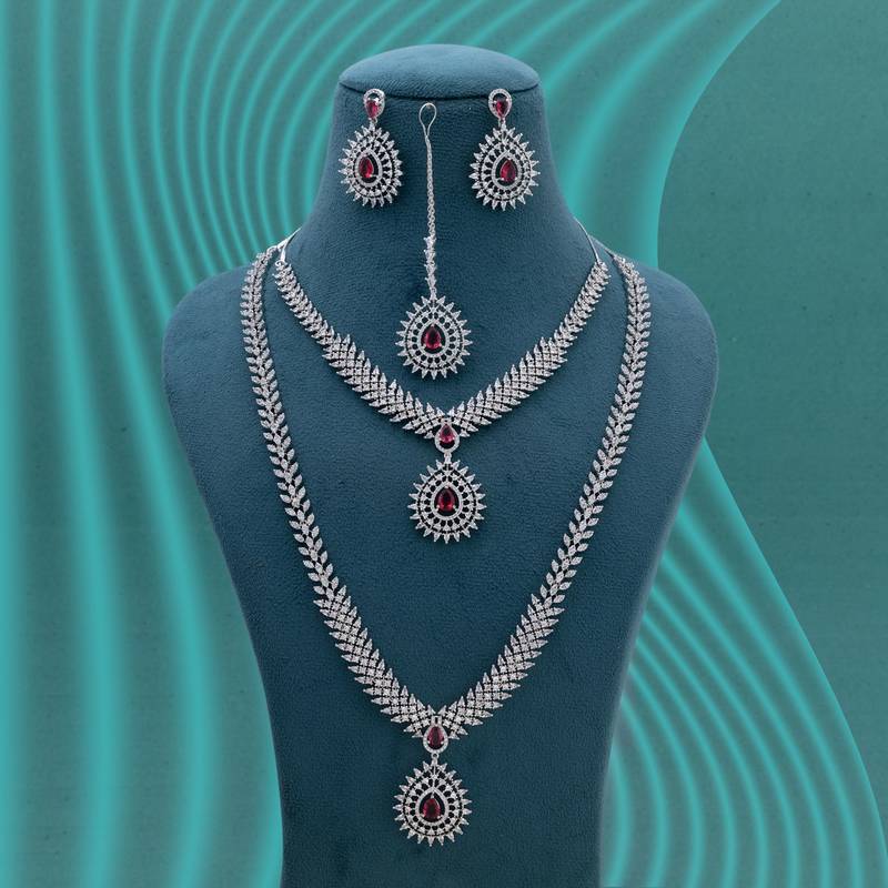 Rani color american diamond necklace set
