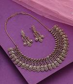 Gold color american diamond necklace set