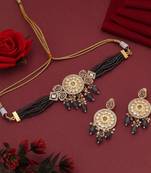 Grey color choker american diamond necklace set