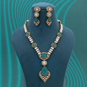 Light green color long american diamond necklace set 1