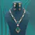 Light green color long american diamond necklace set