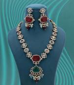 Multi color long american diamond necklace set