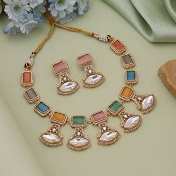Multi color american diamond necklace set 1