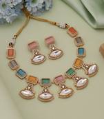 Multi color american diamond necklace set