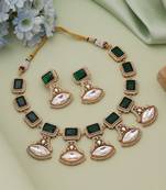 Green color american diamond necklace set