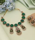 Green color american diamond necklace set