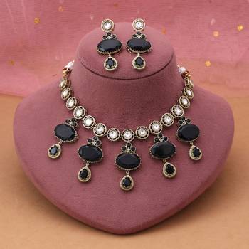 Black color american diamond necklace set 2