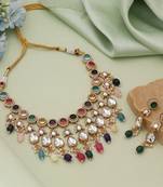 Multi color american diamond necklace set