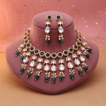 Green color american diamond necklace set 2