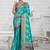 Aqua Blue Soft Crepe Saree with Rich Zari Weaving & Contrast Border | Unstitched Blouse Piece by Maharanga