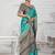 Aqua Blue Soft Crepe Saree with Rich Zari Weaving & Contrast Border | Unstitched Blouse Piece by Maharanga