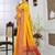 Mustard Yellow Soft Crepe Saree with Rich Zari Weaving & Red Contrast Border | Unstitched Blouse Piece B