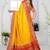 Mustard Yellow Soft Crepe Saree with Rich Zari Weaving & Red Contrast Border | Unstitched Blouse Piece B