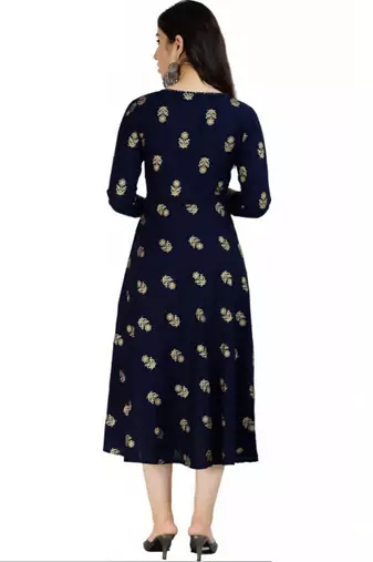 Aarti fashion women blue ethnic motifs pure cotton printed anarkali kurta