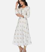 Aarti fashion women white ethnic motifs pure cotton printed anarkali kurta