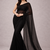Black color plain georgette designer saree with blouse