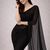 Black color plain georgette designer saree with blouse