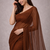 Brown color plain georgette designer saree with blouse