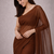 Brown color plain georgette designer saree with blouse