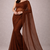 Brown color plain georgette designer saree with blouse