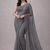 Grey color plain georgette designer saree with blouse