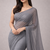 Grey color plain georgette designer saree with blouse