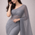 Grey color plain georgette designer saree with blouse