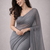 Grey color plain georgette designer saree with blouse