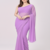 Lavender color plain georgette designer saree with blouse