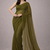Mehendi color plain georgette designer saree with blouse