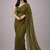 Mehendi color plain georgette designer saree with blouse