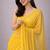 Yellow color plain georgette designer saree with blouse