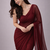 Burgundy color plain georgette designer saree with blouse