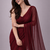 Burgundy color plain georgette designer saree with blouse