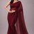 Burgundy color plain georgette designer saree with blouse