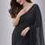 Charcoal color plain georgette designer saree with blouse