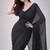 Charcoal color plain georgette designer saree with blouse