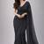 Charcoal color plain georgette designer saree with blouse
