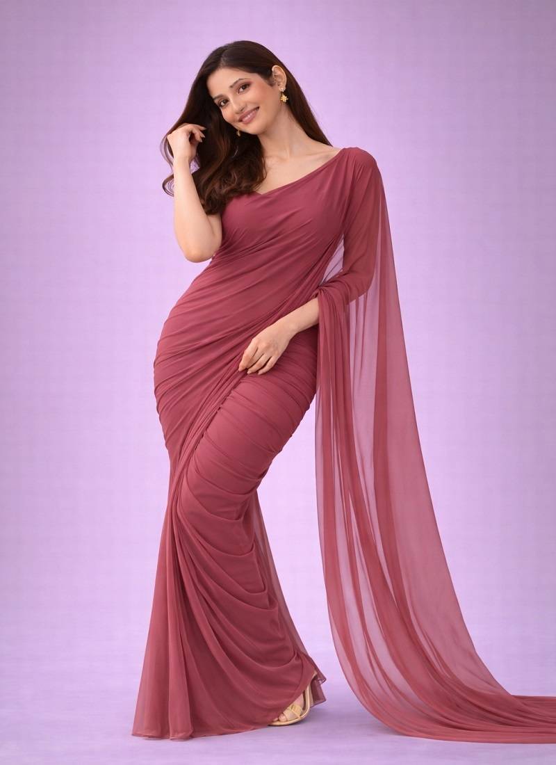 mul color plain georgette designer saree with blouse