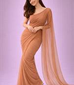 Coffee color plain georgette designer saree with blouse