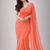Coral color plain georgette designer saree with blouse
